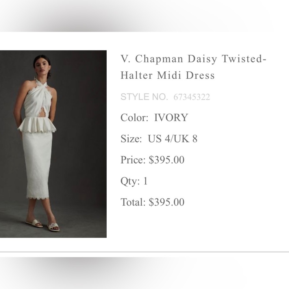 V. Chapman Daisy Twisted Halter Midi Dress